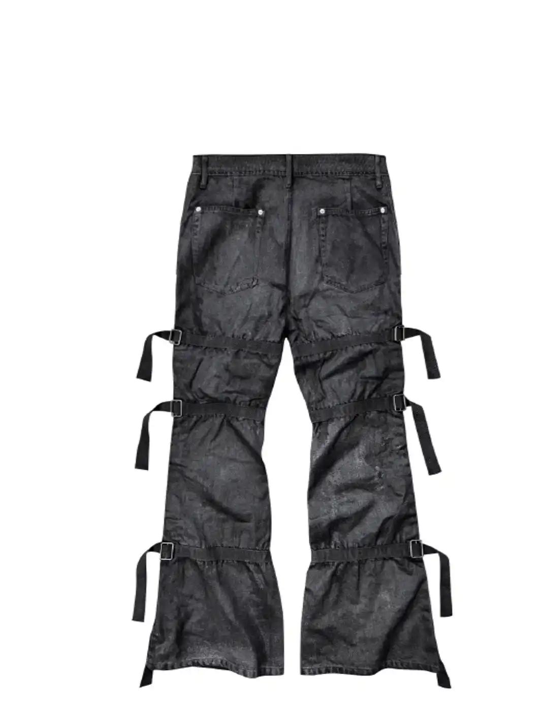 GOJOYJINNI | Waxed Finish Wide-Leg Flare Jeans