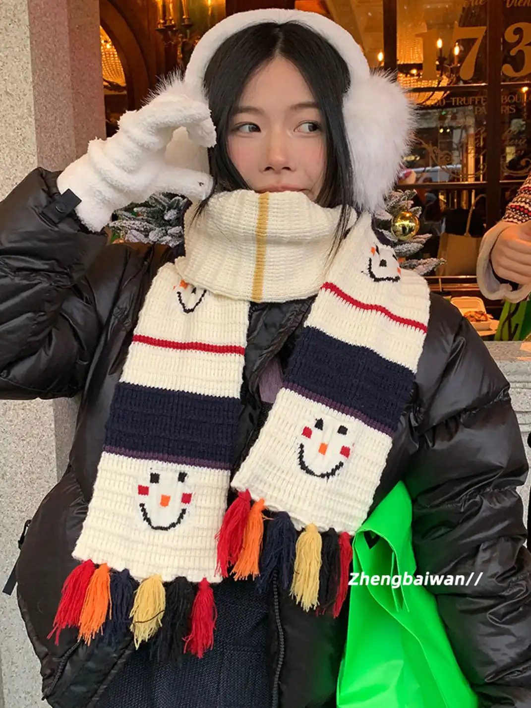 Something Needs | Festive Smiley Snowman Tassel Scarf