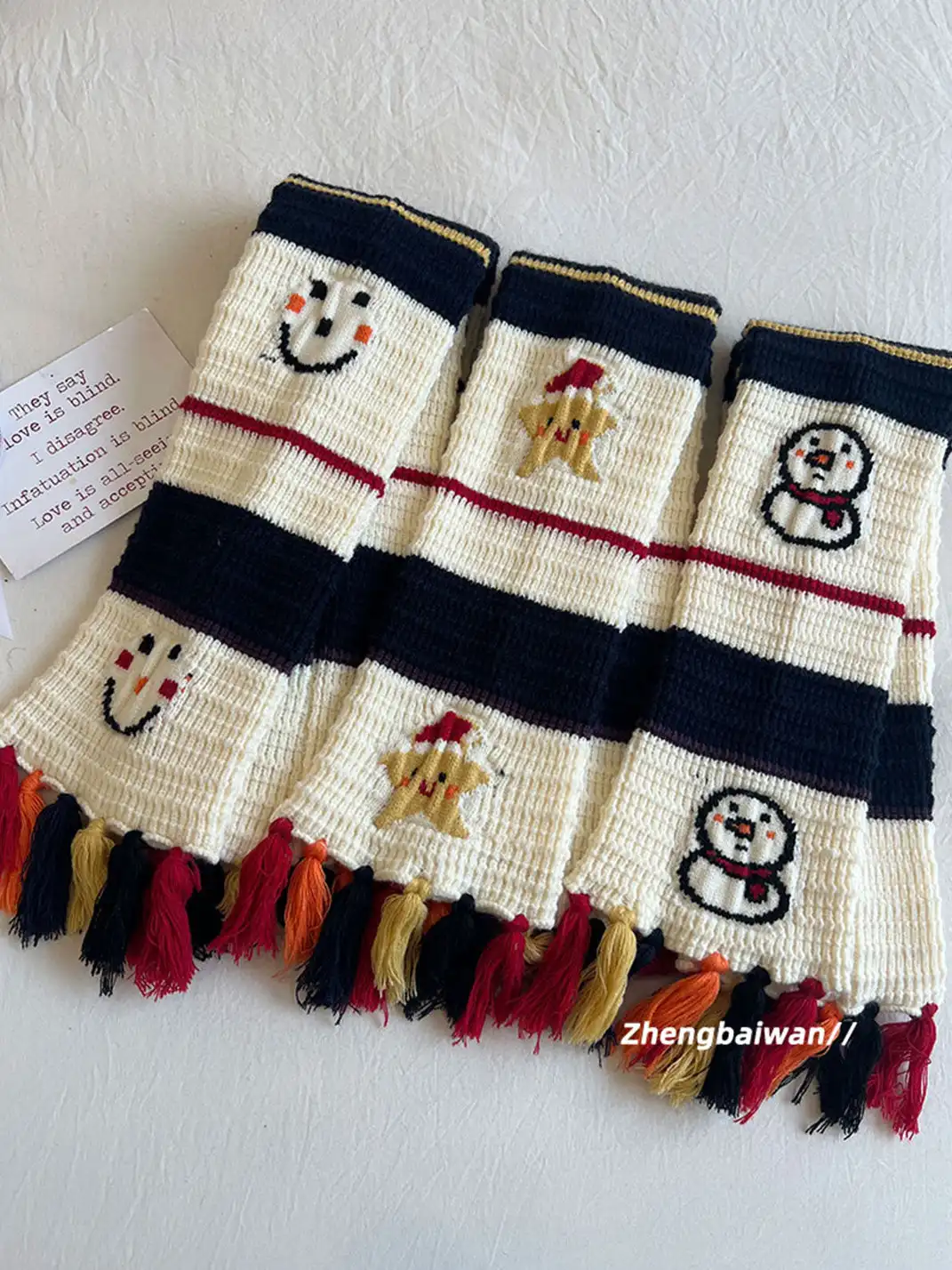 Something Needs | Festive Smiley Snowman Tassel Scarf