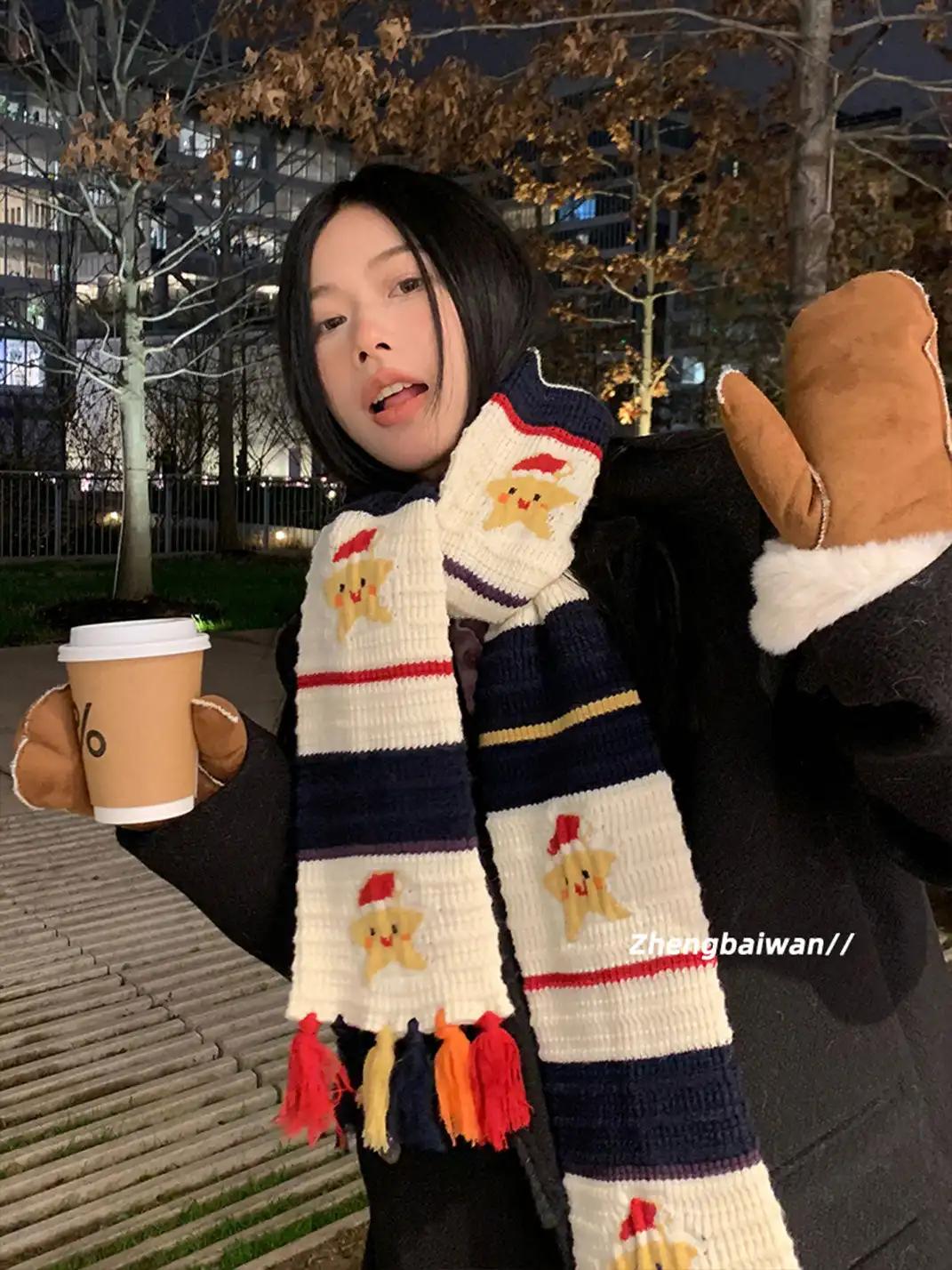 Something Needs | Festive Smiley Snowman Tassel Scarf