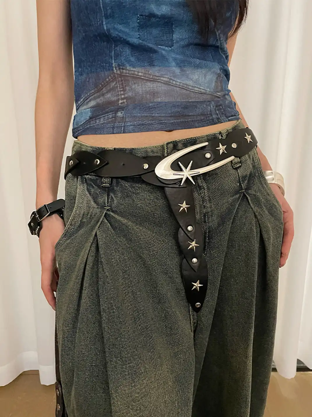 Unclecm |  Fashion Star Wide Leather Belt