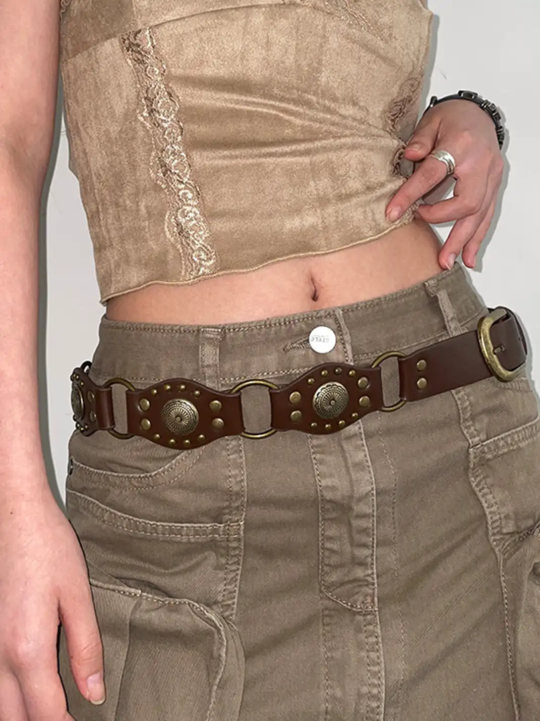 Unclecm | Y2K Punk Star Plush Spike Waist Belt