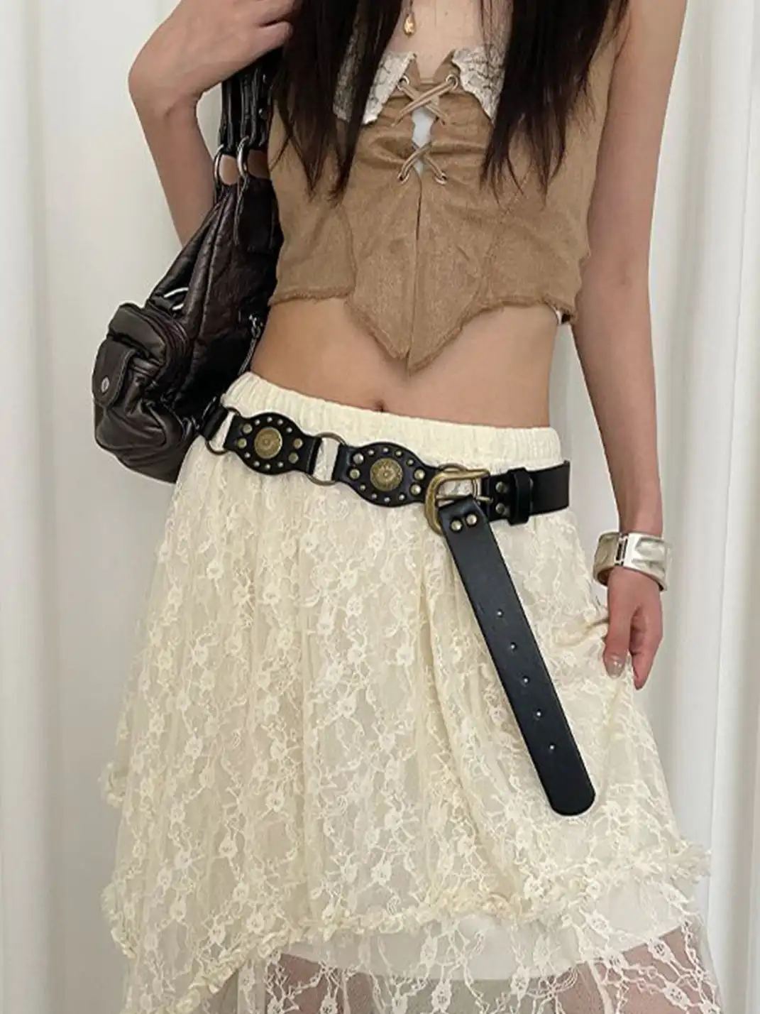 Unclecm | Y2K Punk Star Plush Spike Waist Belt