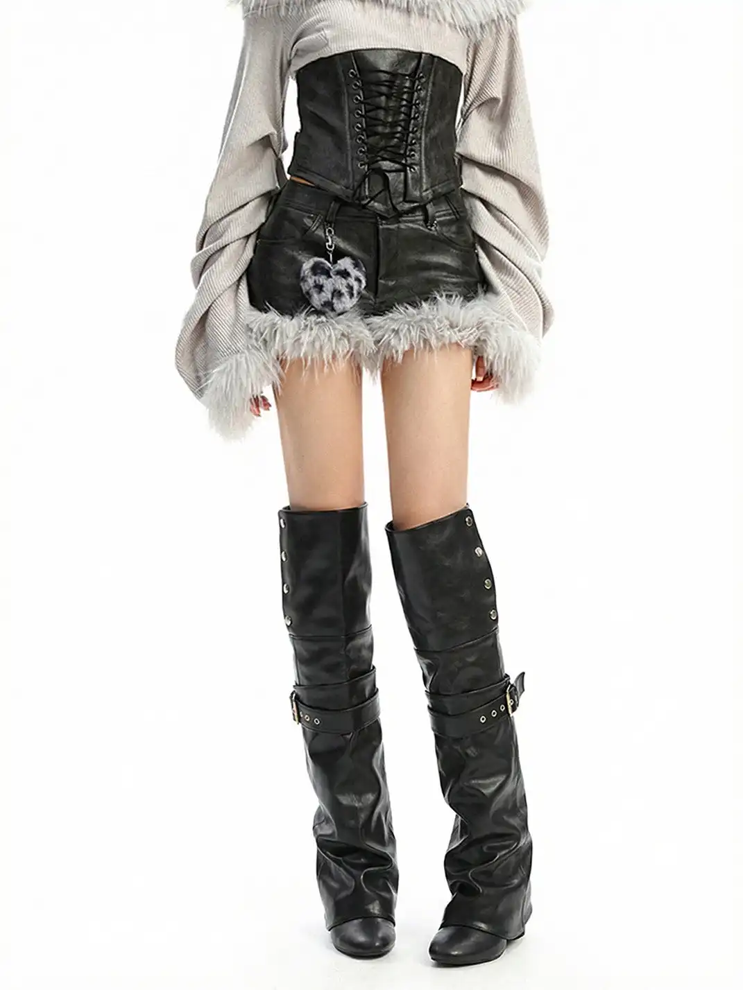 OLDMEOW |  2-in-1 Leather Over the Knee Boots