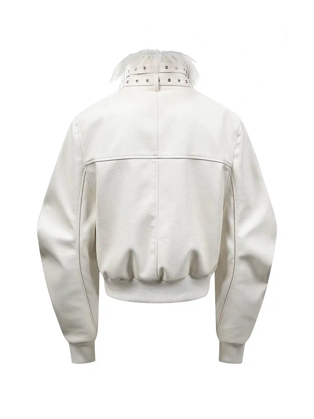 REBEL WAVE | White Devil Fur Collar Leather Jacket
