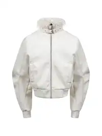 REBEL WAVE | White Devil Fur Collar Leather Jacket