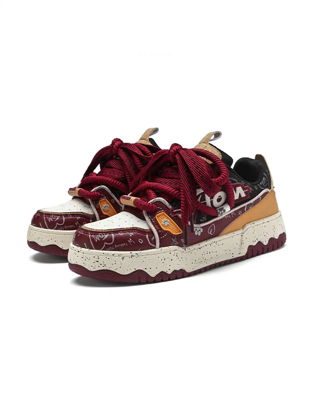 TALKING TOM丨Burgundy Casual Bread Sneakers