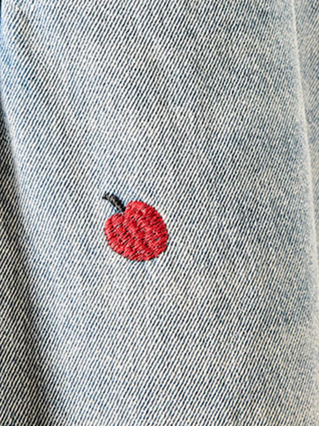 Nuthink | Embroidered Teddy Bear Wide-Leg Denim Pants