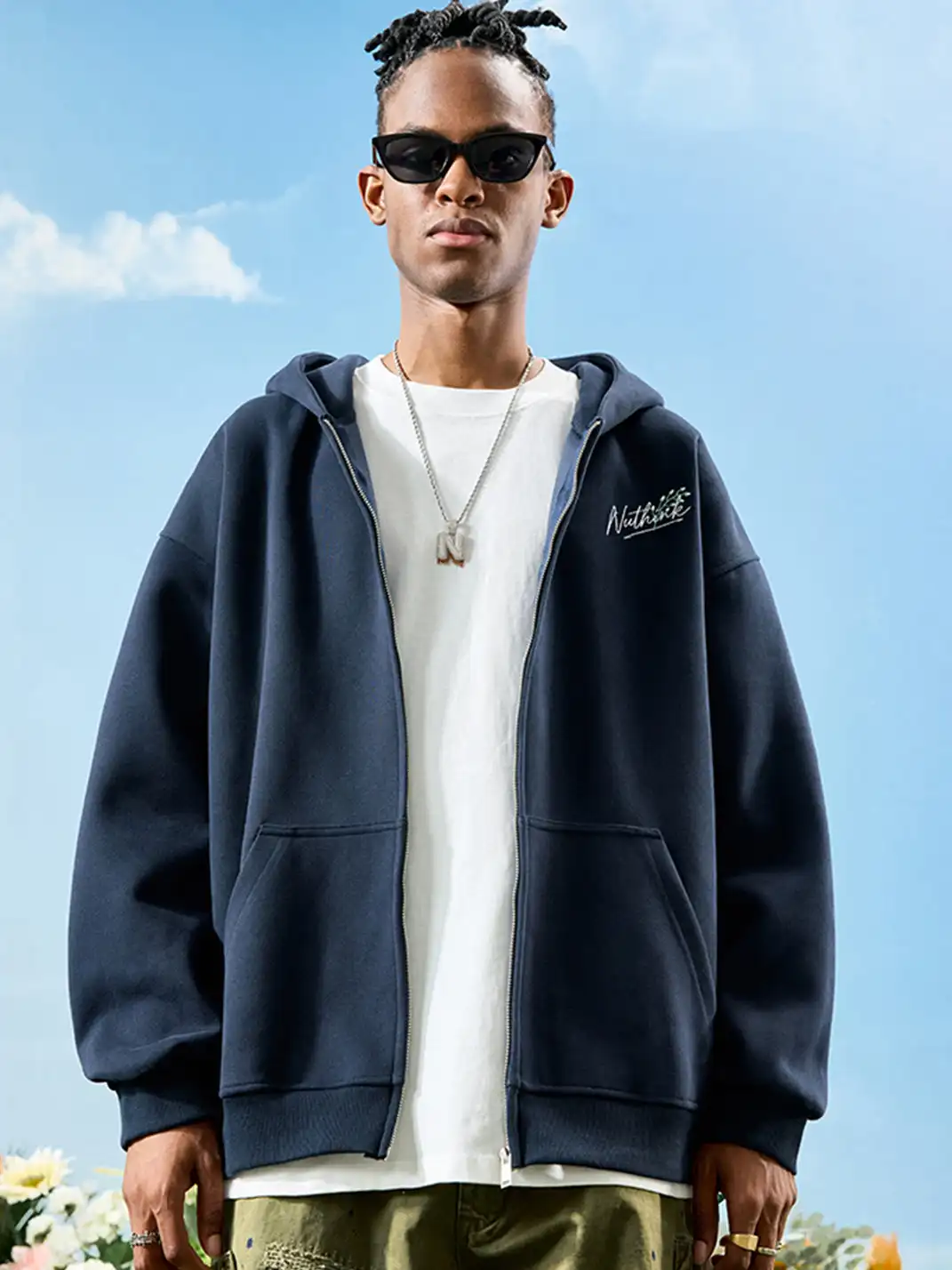 Nuthink | Floral Embroidery Hoodie