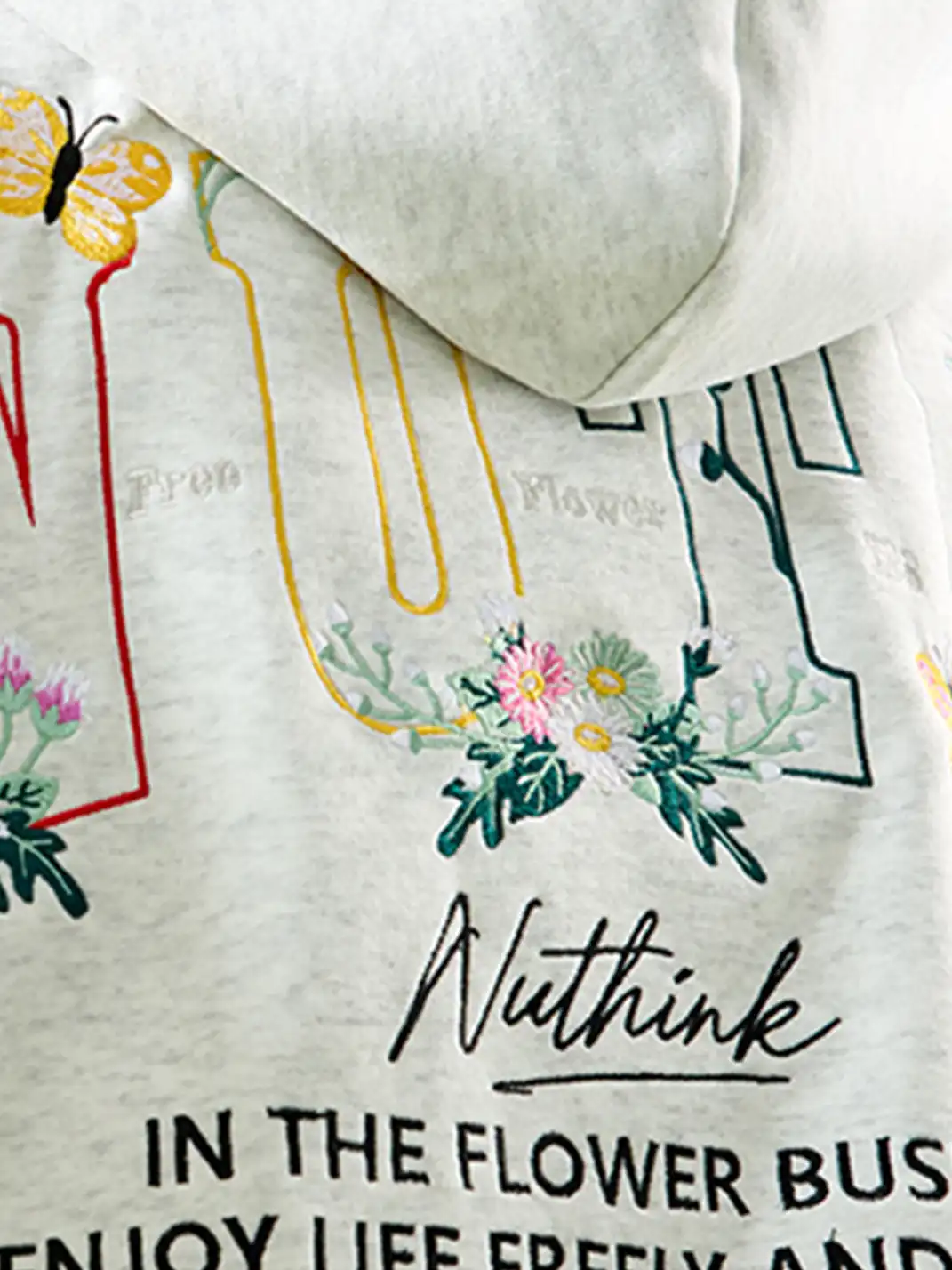 Nuthink | Floral Embroidery Hoodie