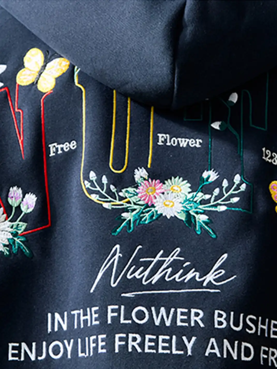 Nuthink | Floral Embroidery Hoodie
