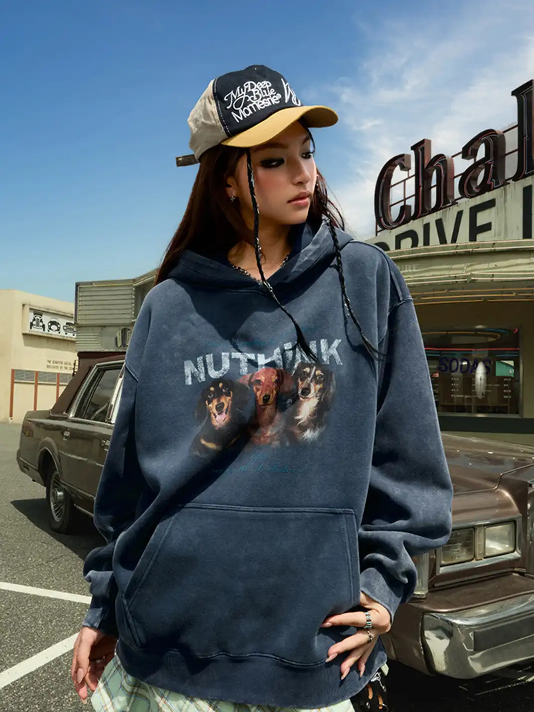 Nuthink | Retro Dachshund Print Hoodie