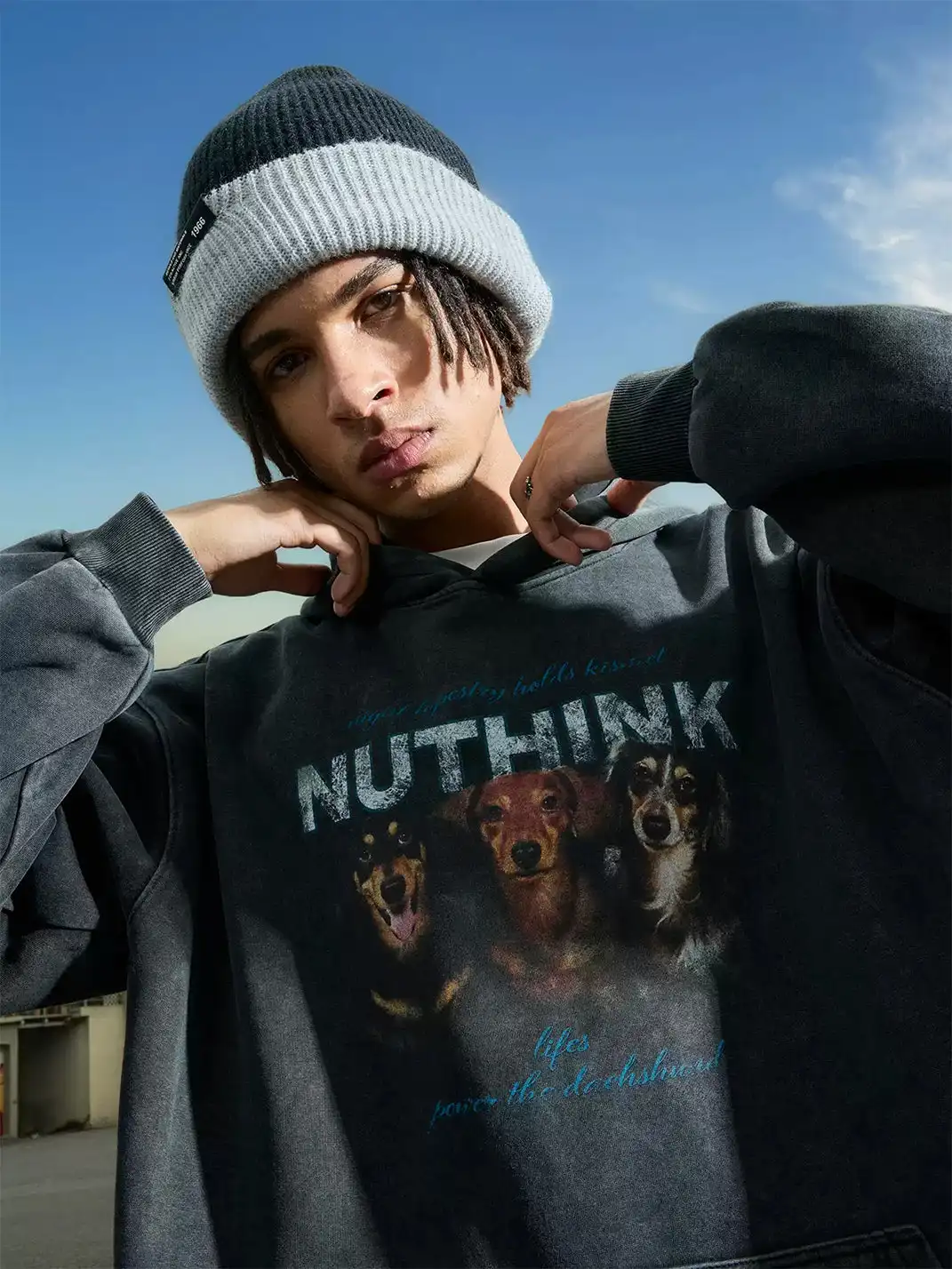 Nuthink | Retro Dachshund Print Hoodie