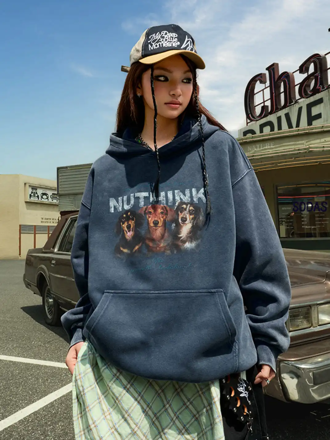 Nuthink | Retro Dachshund Print Hoodie