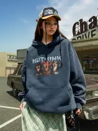 Nuthink | Retro Dachshund Print Hoodie