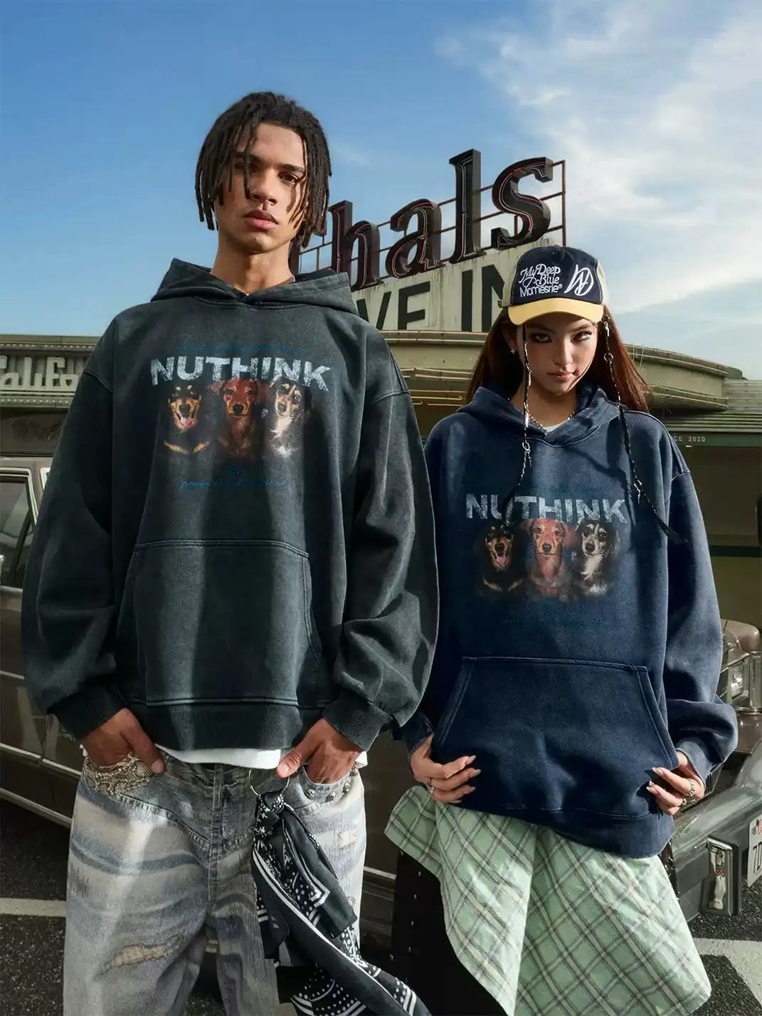Nuthink | Retro Dachshund Print Hoodie