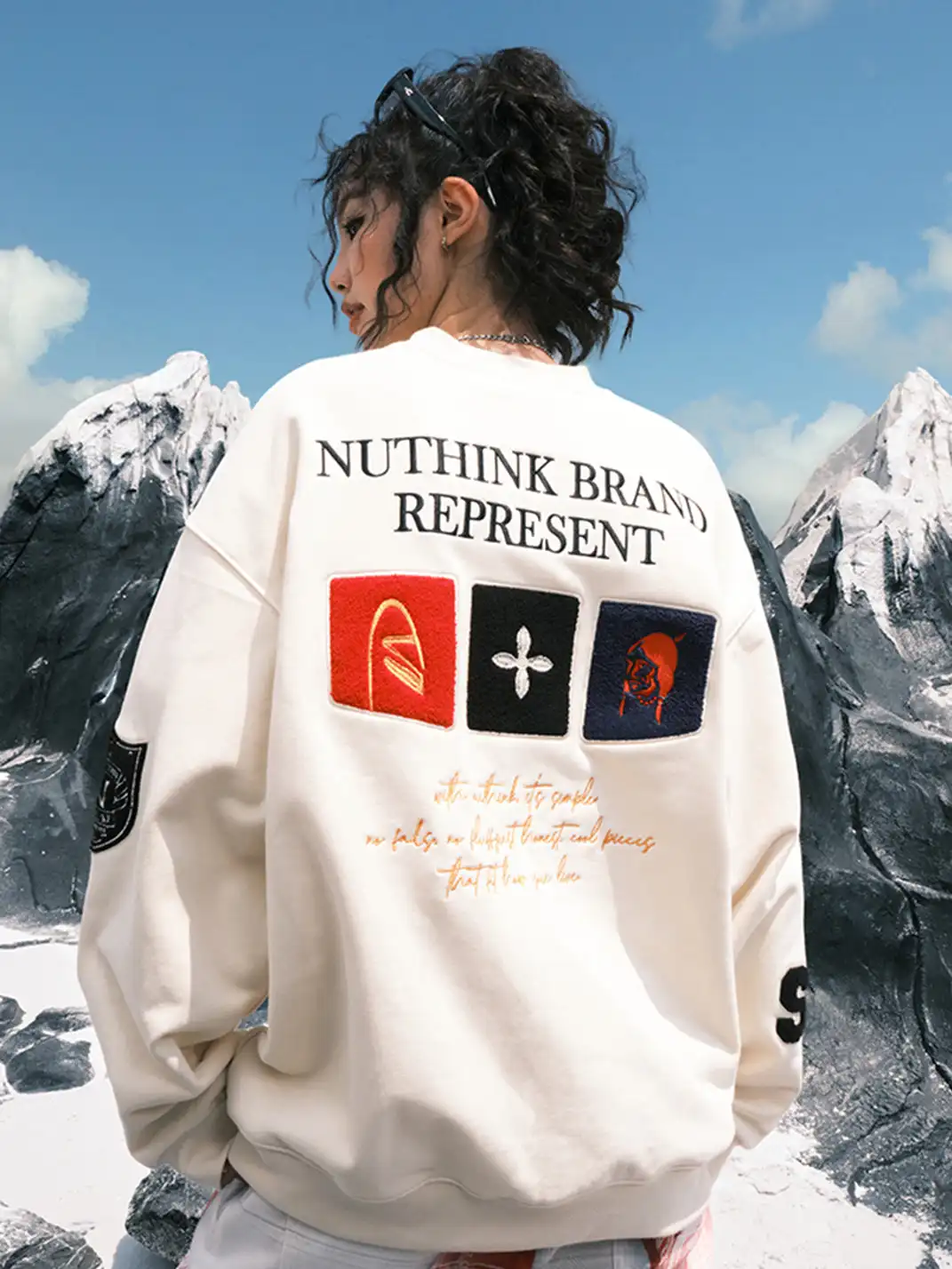 Nuthink | Heavy Embroidery Logo Sweatshirt