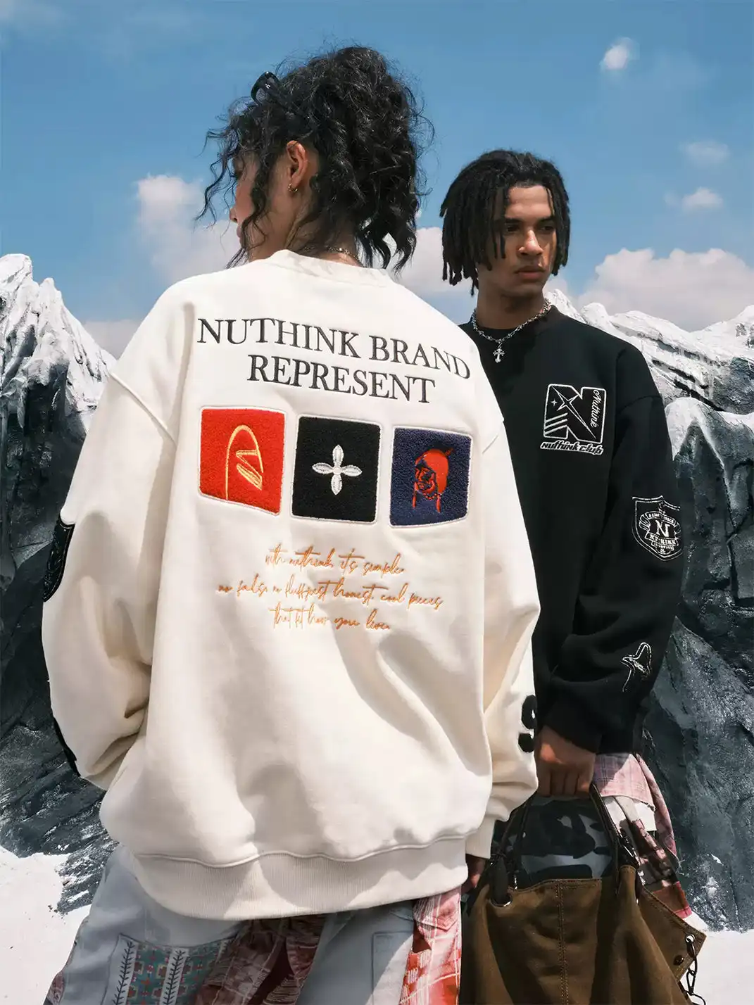 Nuthink | Heavy Embroidery Logo Sweatshirt