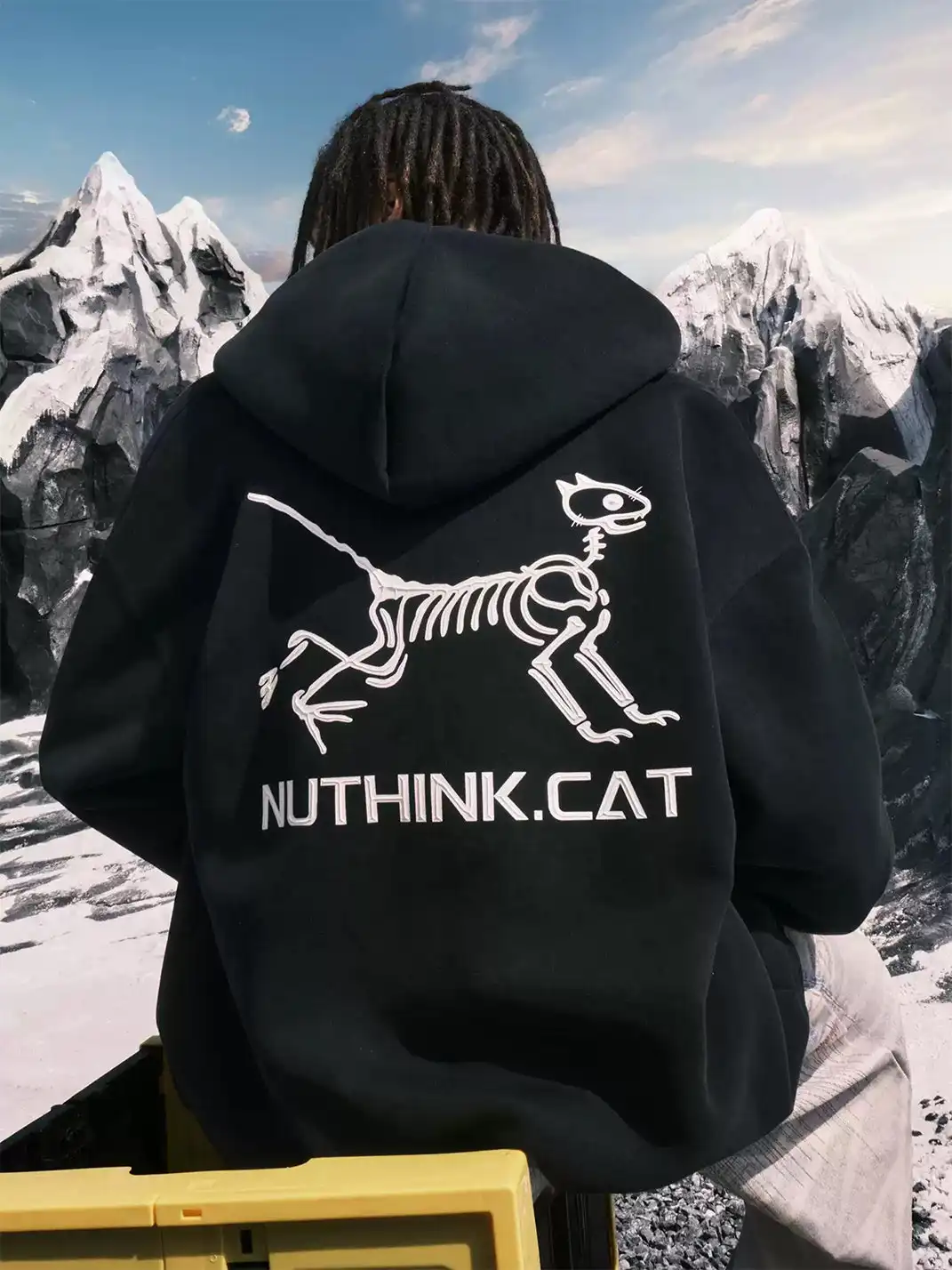 Nuthink | Vintage Kitten Skull Hooded Sweatshirt Jacket