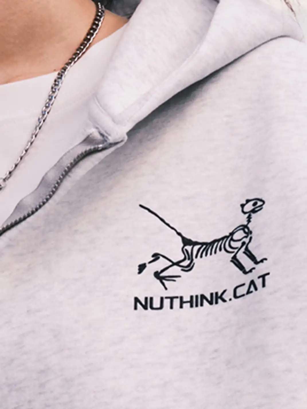 Nuthink | Vintage Kitten Skull Hooded Sweatshirt Jacket
