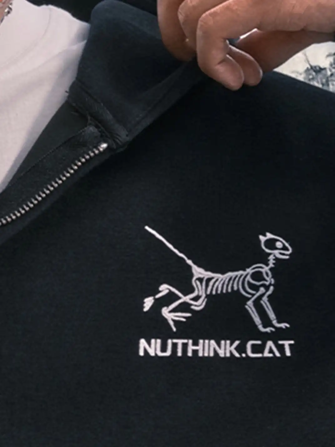 Nuthink | Vintage Kitten Skull Hooded Sweatshirt Jacket