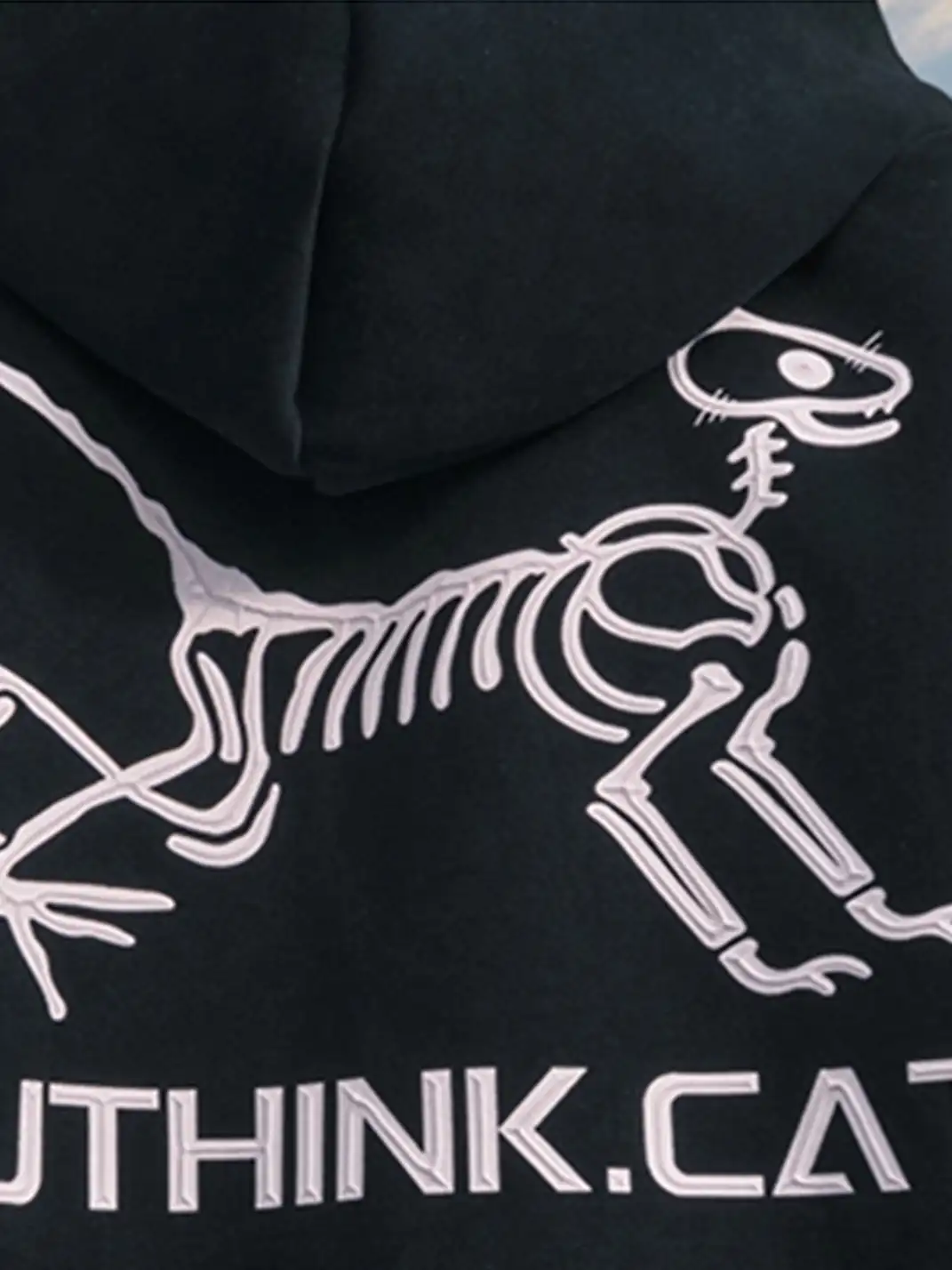Nuthink | Vintage Kitten Skull Hooded Sweatshirt Jacket