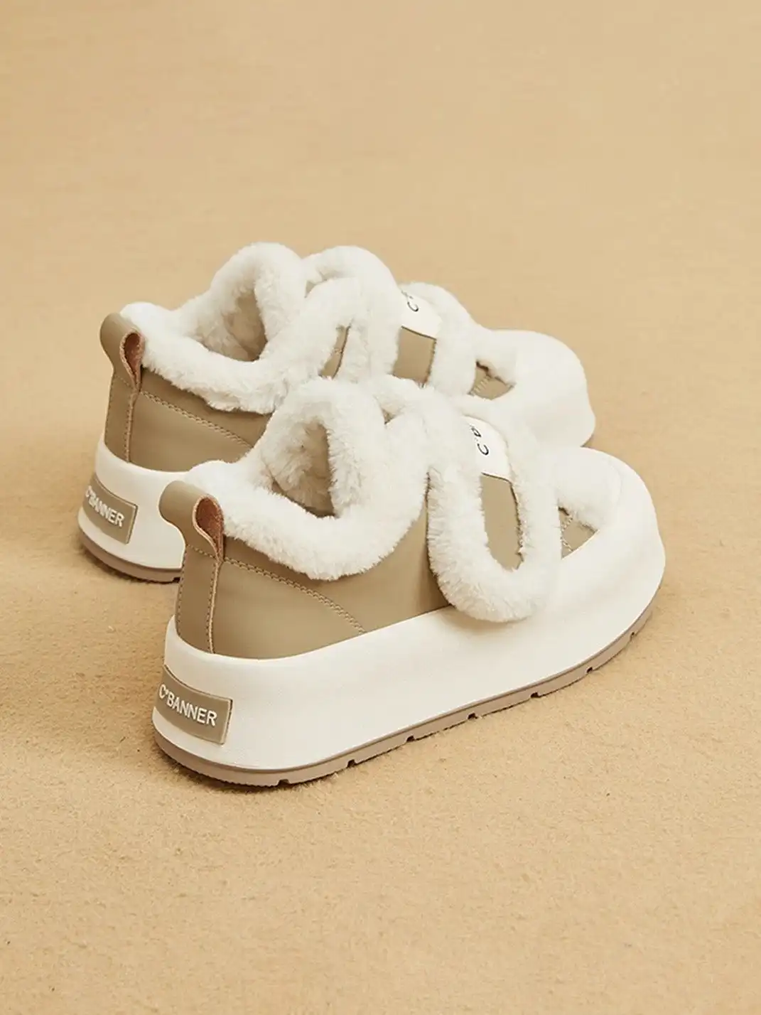 C.BANNER丨Casual Plush Velcro Platform Shoes