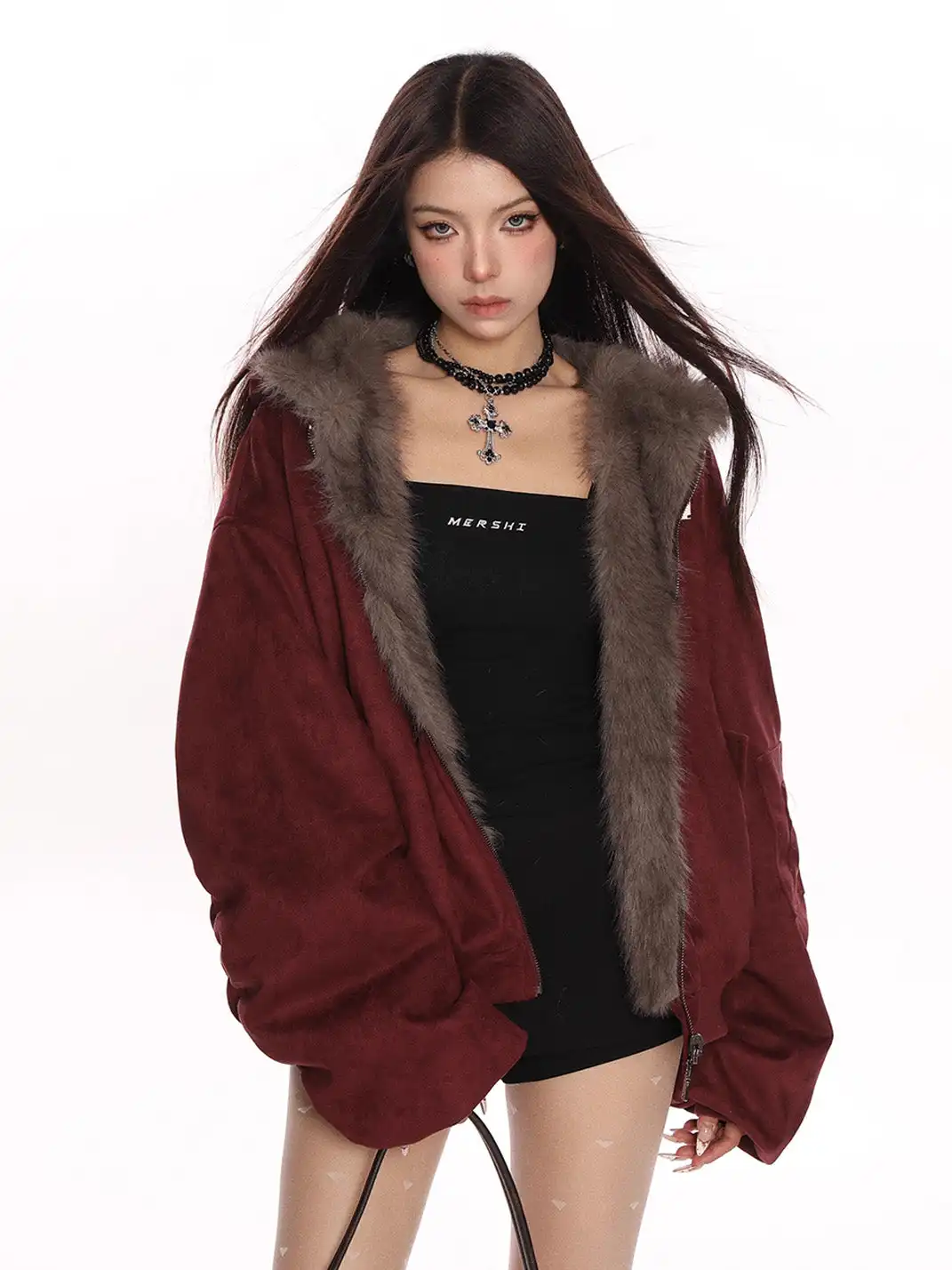 BIGGOLD | Suede Plush Reversible Parka Jacket