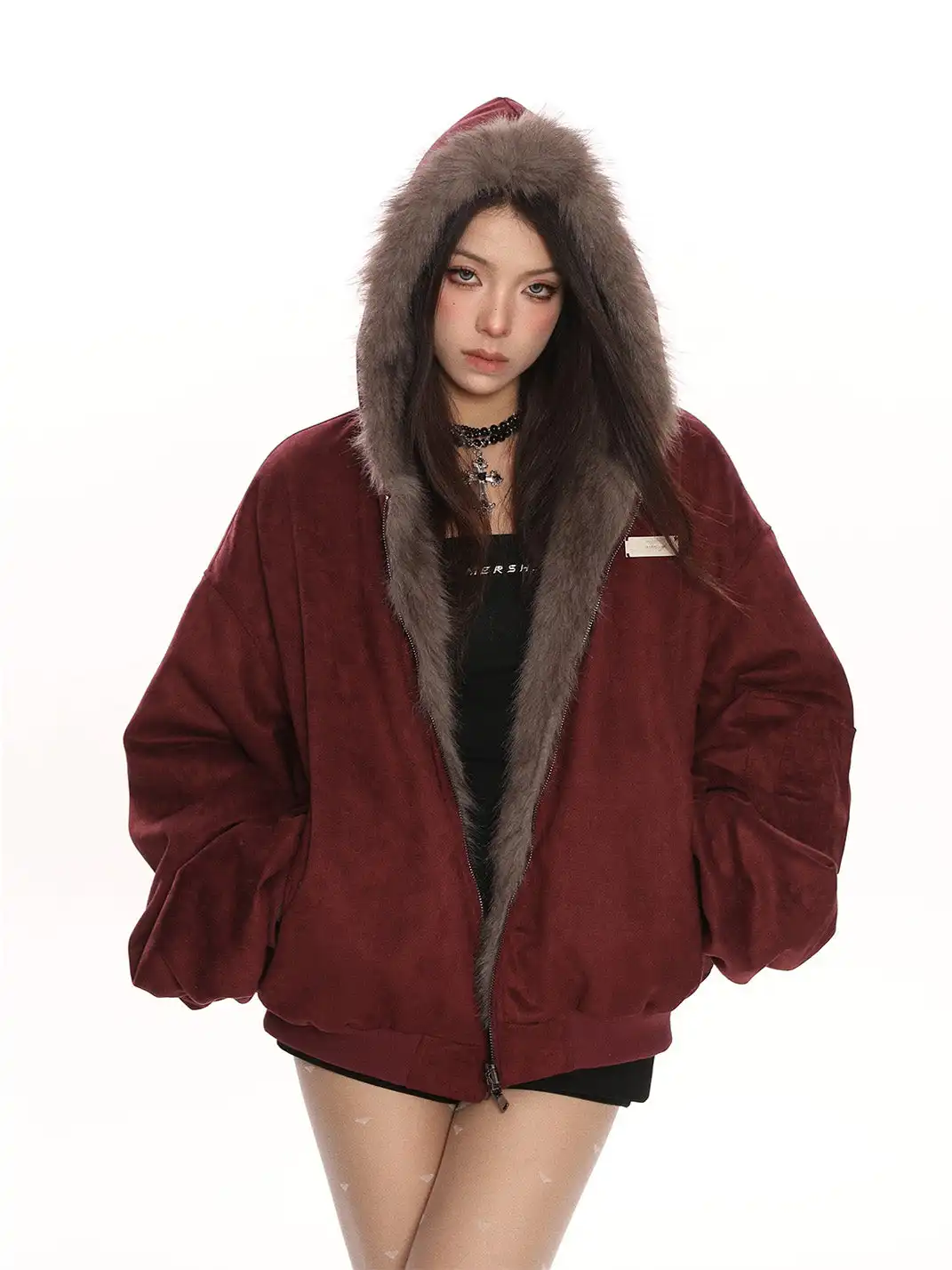 BIGGOLD | Suede Plush Reversible Parka Jacket