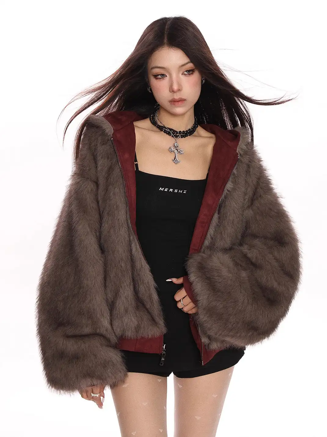 BIGGOLD | Suede Plush Reversible Parka Jacket