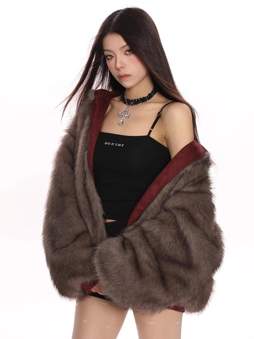 BIGGOLD | Suede Plush Reversible Parka Jacket