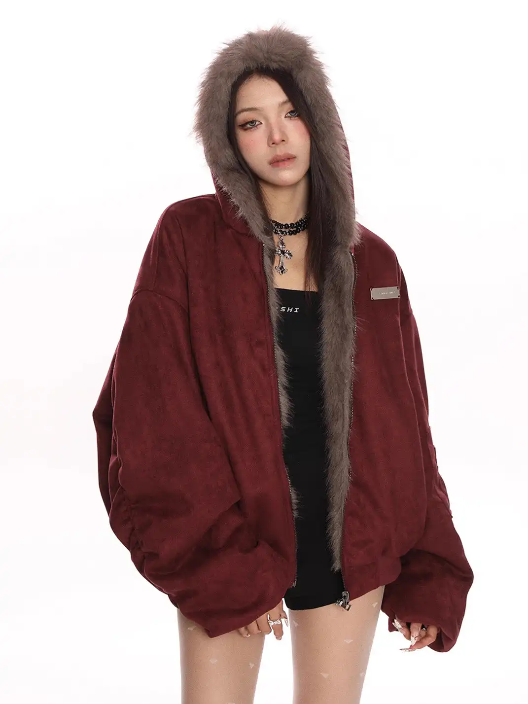 BIGGOLD | Suede Plush Reversible Parka Jacket