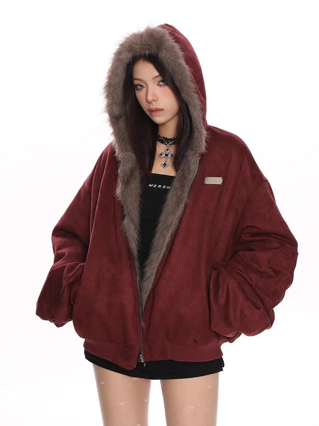 BIGGOLD | Suede Plush Reversible Parka Jacket