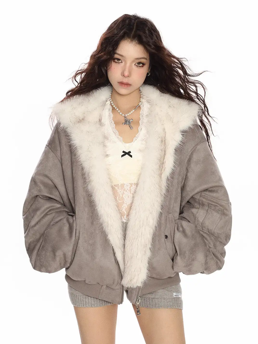 BIGGOLD | Suede Plush Reversible Parka Jacket