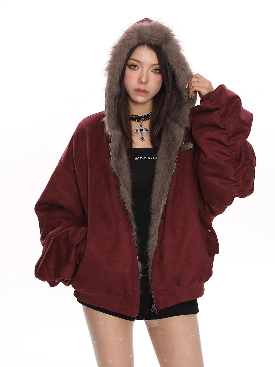 BIGGOLD | Suede Plush Reversible Parka Jacket