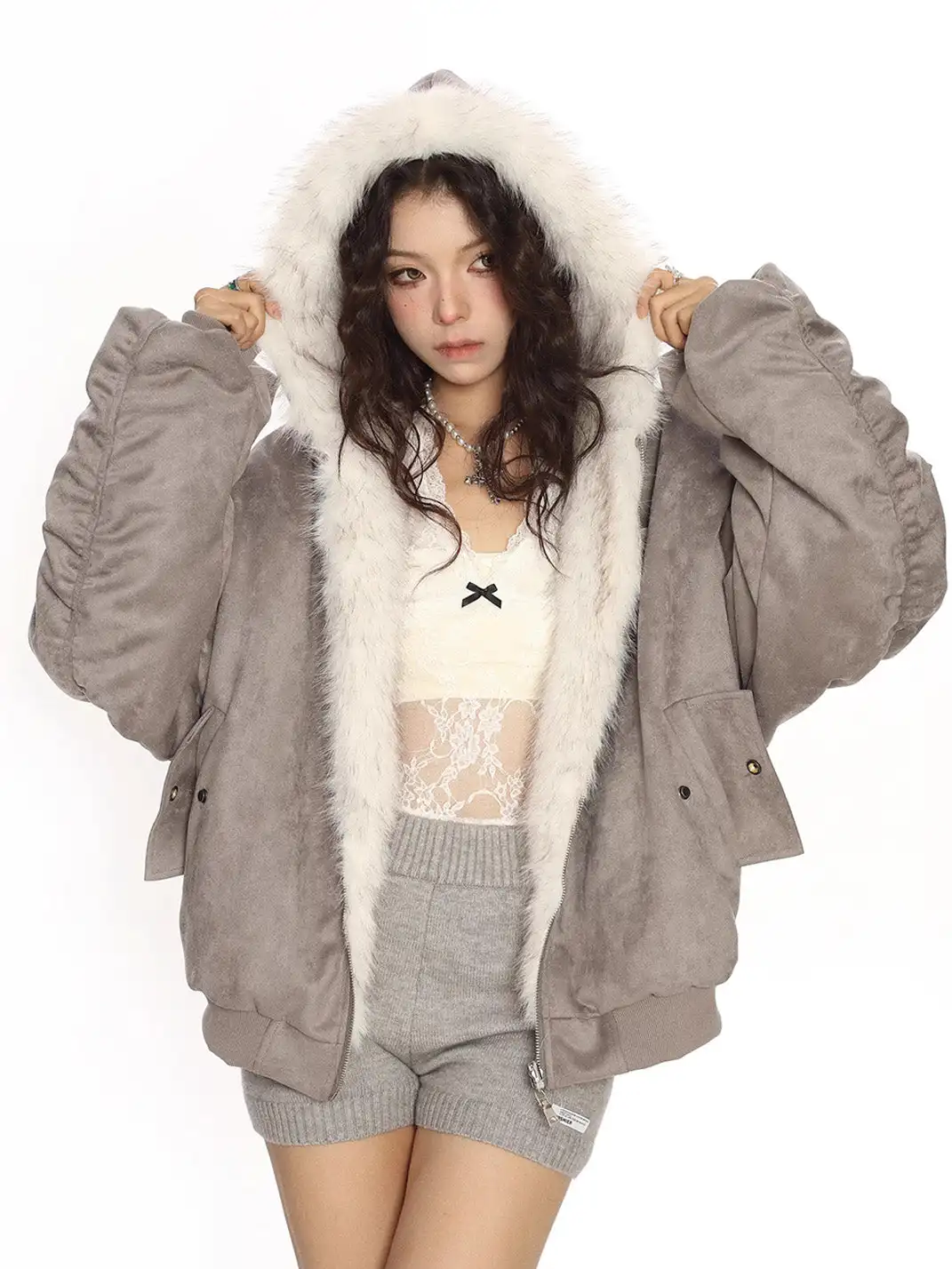BIGGOLD | Suede Plush Reversible Parka Jacket