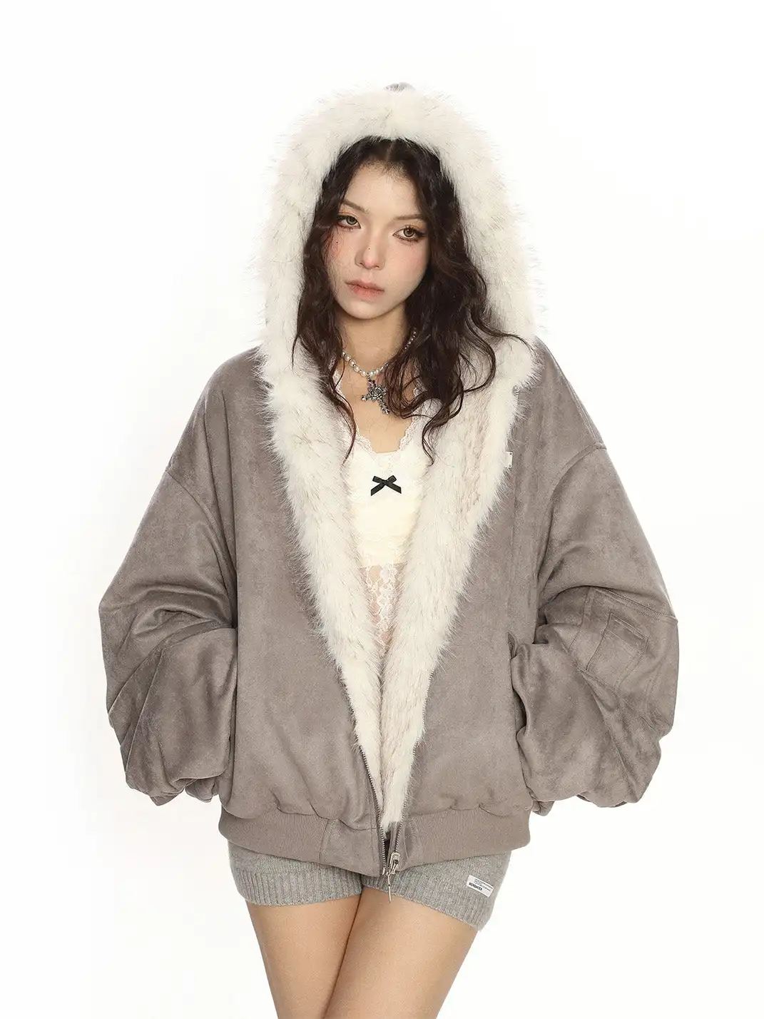 BIGGOLD | Suede Plush Reversible Parka Jacket
