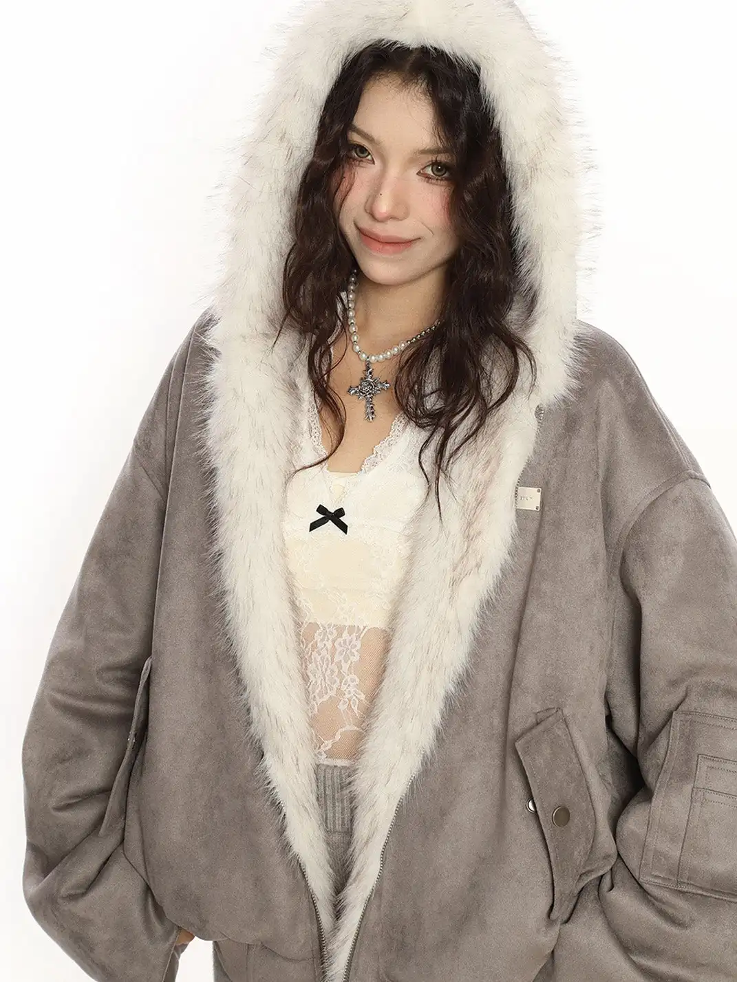 BIGGOLD | Suede Plush Reversible Parka Jacket