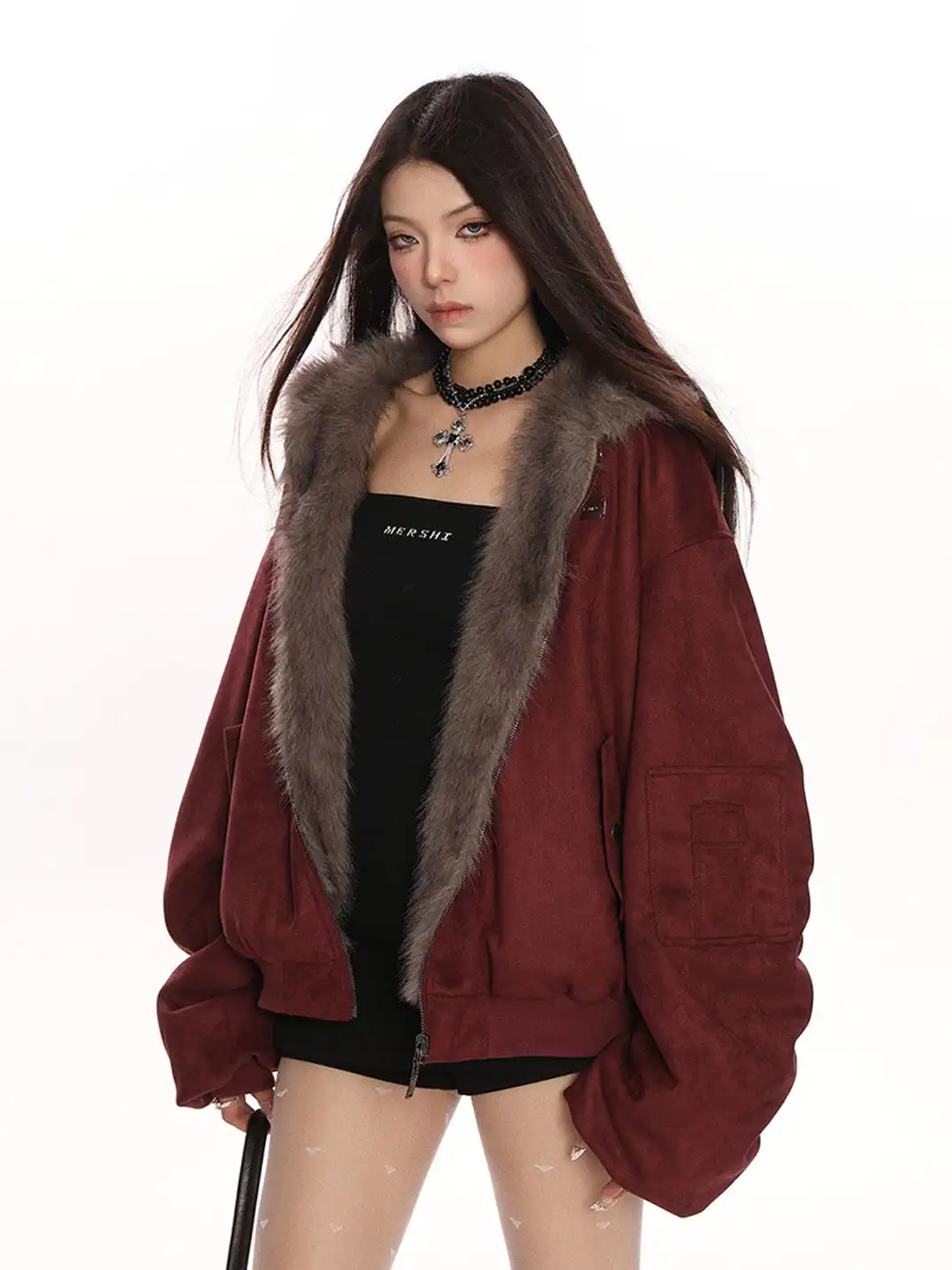 BIGGOLD | Suede Plush Reversible Parka Jacket
