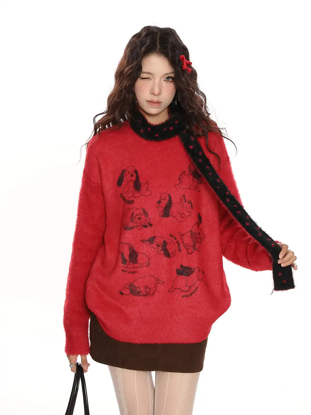 BIGGOLD | Puppy Mohair Sweater With Scarf