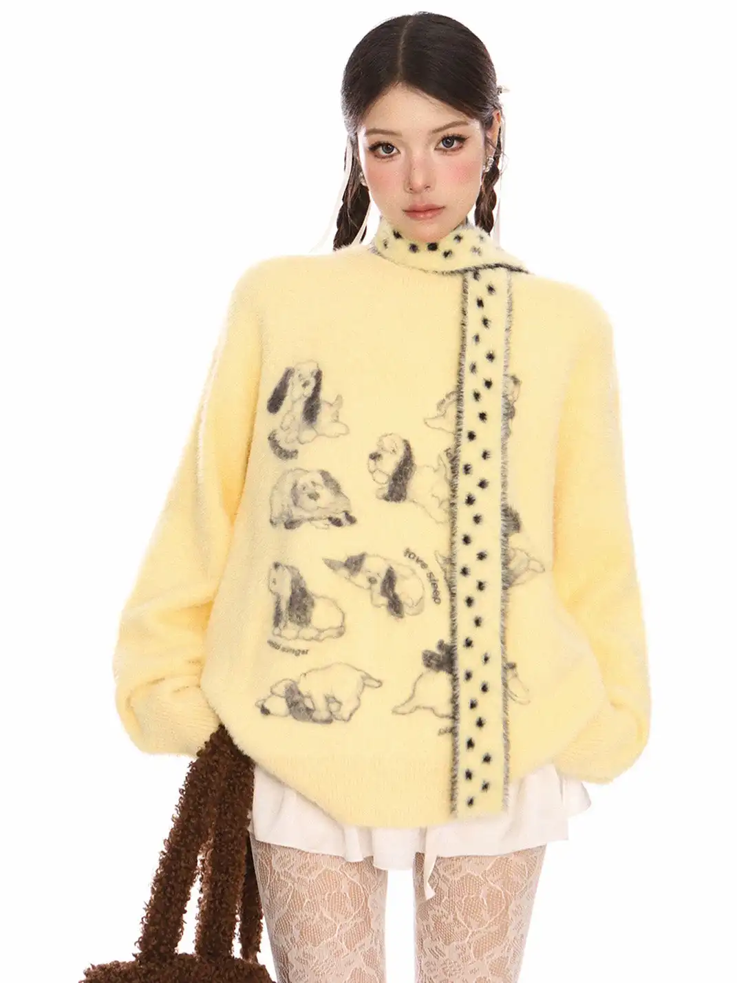 BIGGOLD | Puppy Mohair Sweater With Scarf