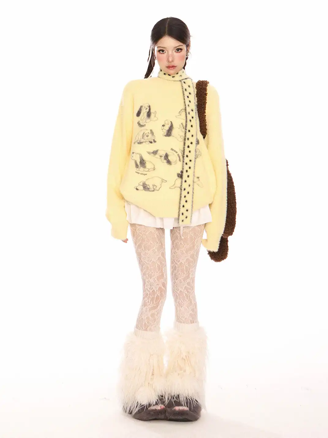 BIGGOLD | Puppy Mohair Sweater With Scarf