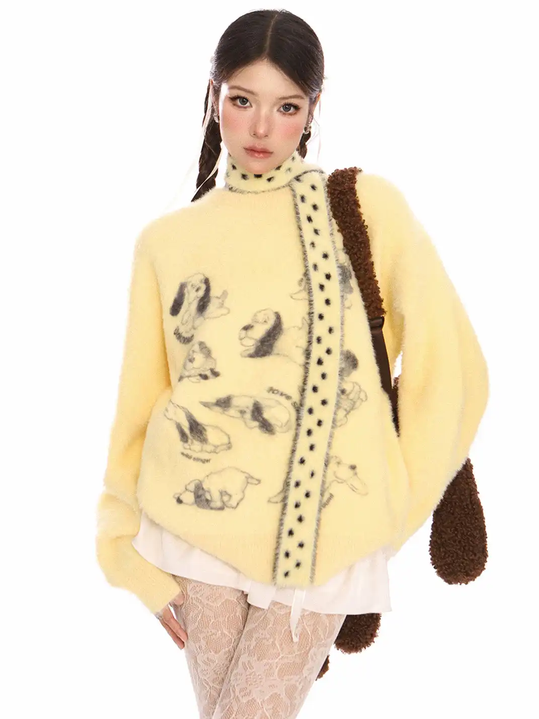 BIGGOLD | Puppy Mohair Sweater With Scarf