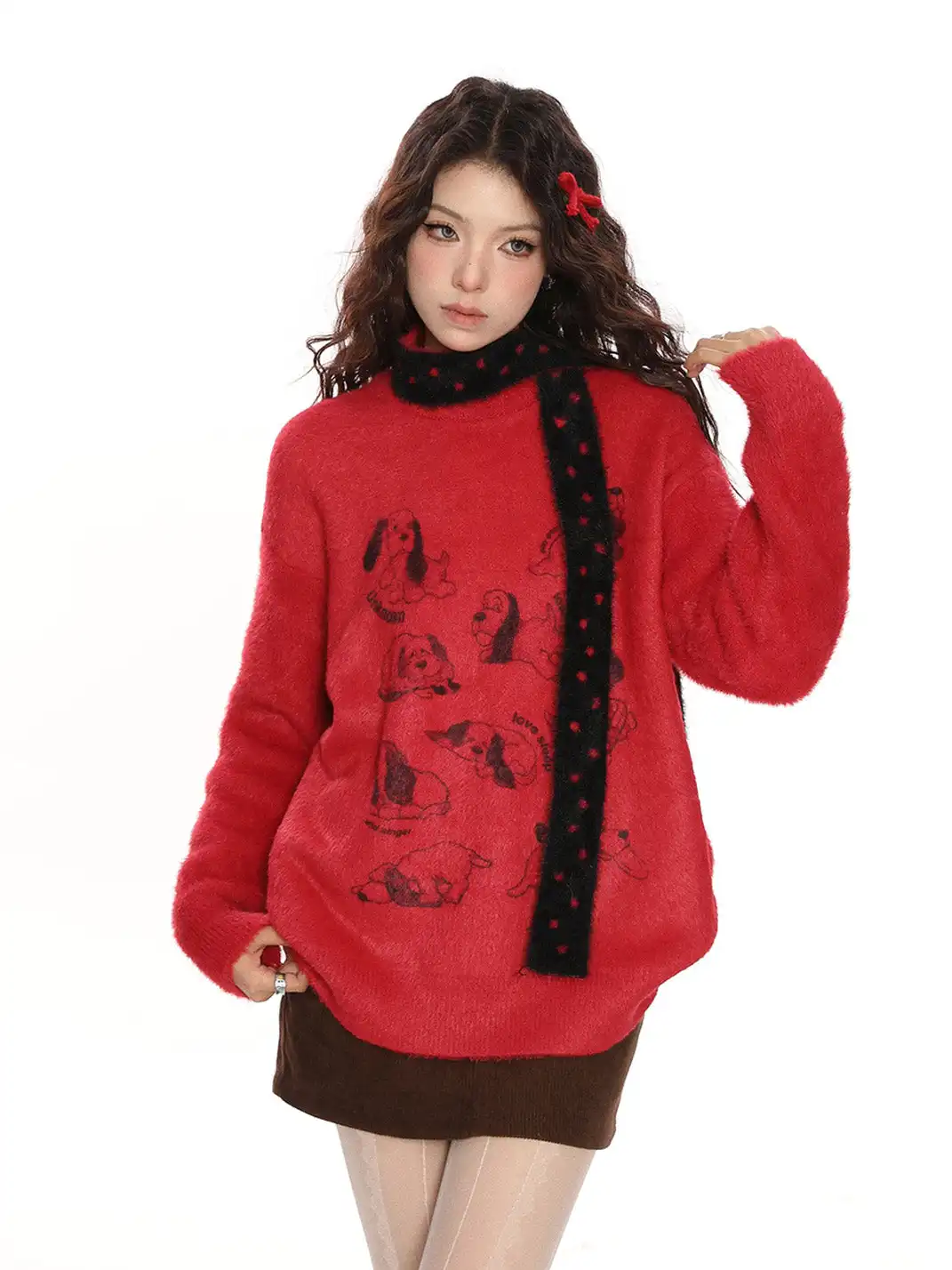 BIGGOLD | Puppy Mohair Sweater With Scarf