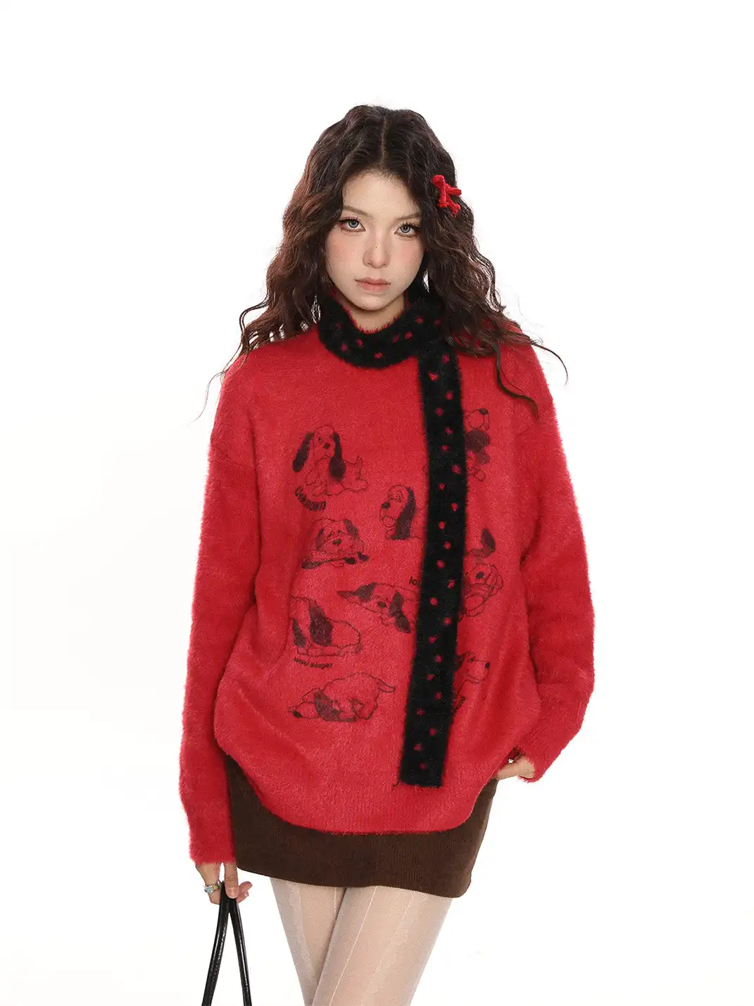 BIGGOLD | Puppy Mohair Sweater With Scarf