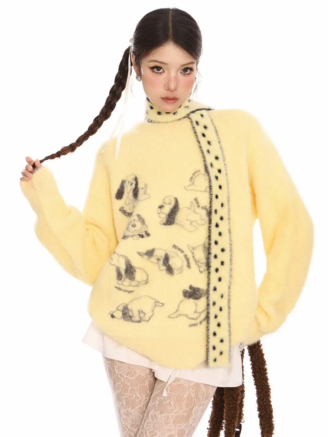 BIGGOLD | Puppy Mohair Sweater With Scarf