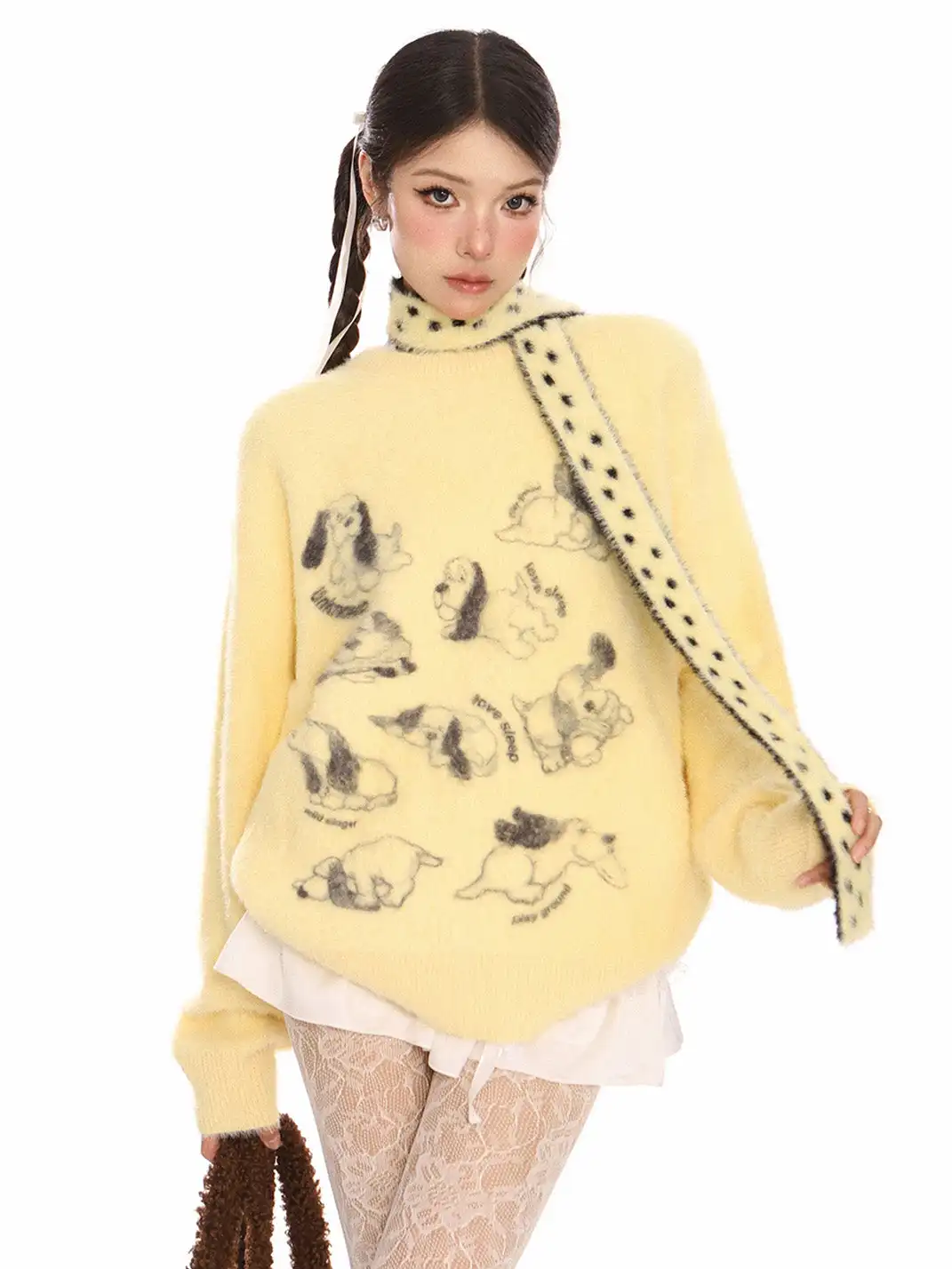 BIGGOLD | Puppy Mohair Sweater With Scarf