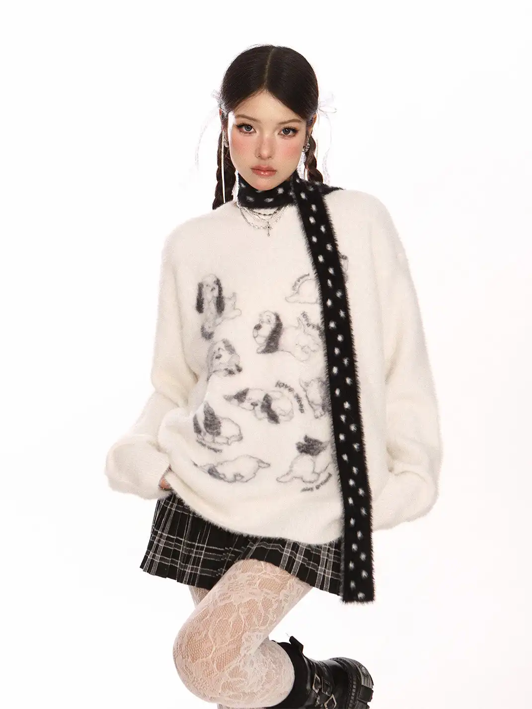 BIGGOLD | Puppy Mohair Sweater With Scarf