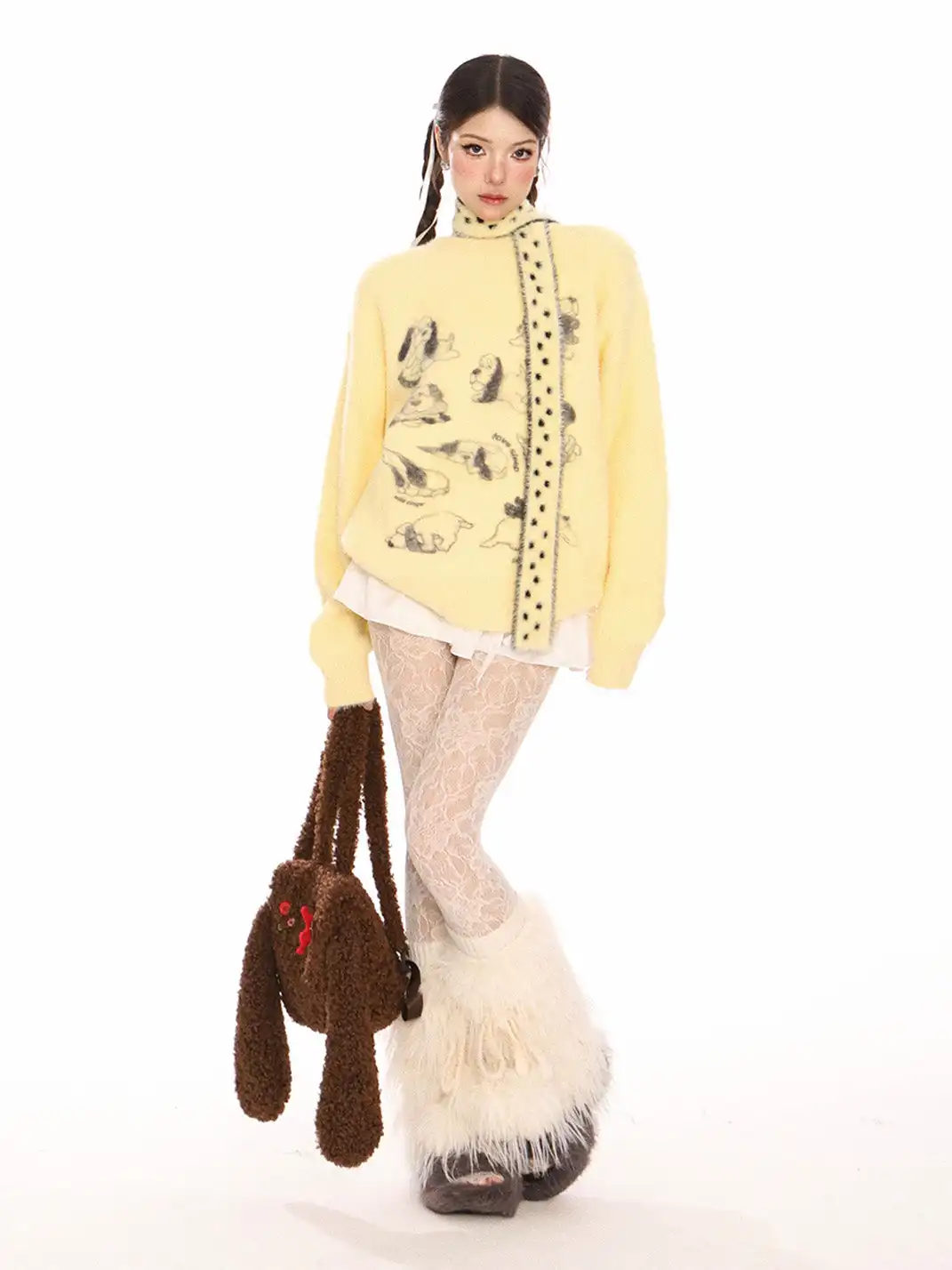 BIGGOLD | Puppy Mohair Sweater With Scarf