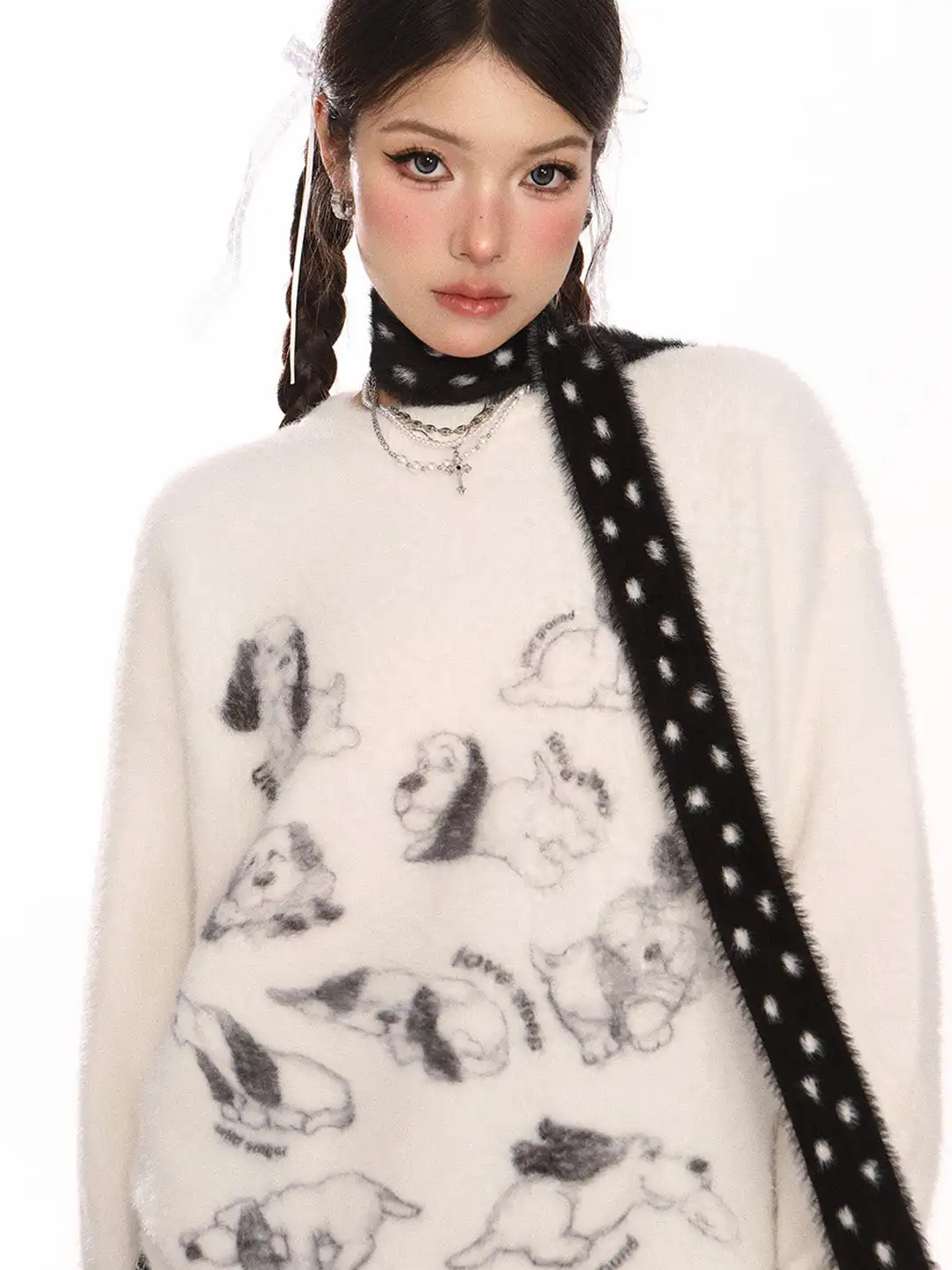 BIGGOLD | Puppy Mohair Sweater With Scarf